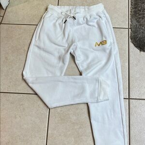 Mini Beast White Joggers with Gold Logo! Never worn